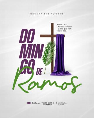 Domingo de Ramos Hosana nas Alturas Post Instagram PSD Editável