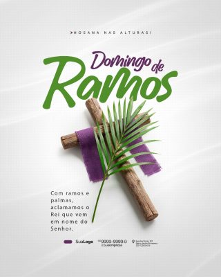 Domingo de Ramos Hosana nas Alturas Post Instagram PSD Editável