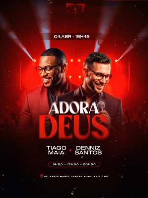 Flyer Evento Religioso Adora Deus PSD Editável