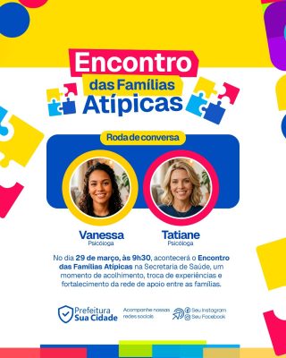 Encontro das Famílias Atípicas Roda de Conversa PSD Editável