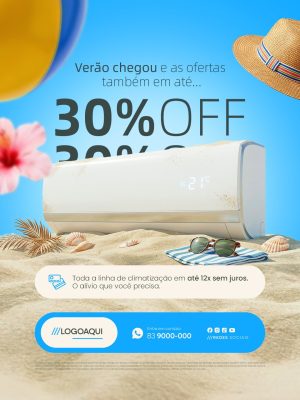  Ar-Condicionado Verão Chegou Ofertas Climatização 30% OFF PSD Editável