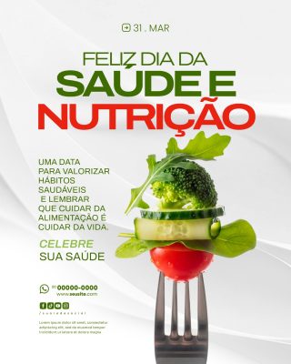 Dia da Saúde e Nutrição 31 de Março Social Media PSD Editável