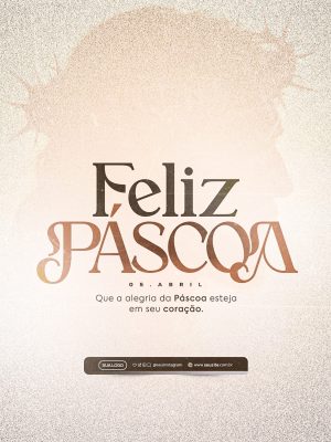 Feliz Páscoa Jesus vive Ressurreição PSD Editável