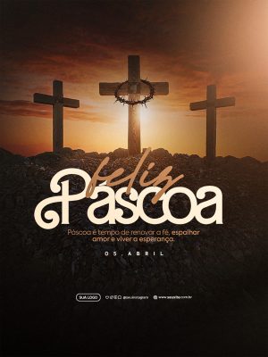 Feliz Páscoa Que a alegria da ressurreição PSD Editável