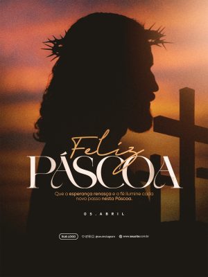Feliz Páscoa Esperança e Fé Cartão Digital PSD Editável