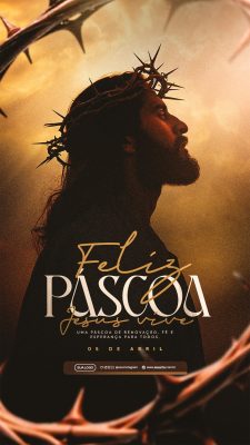 Feliz Páscoa Que a alegria da ressurreição PSD Editável