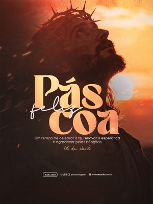 Feliz Páscoa Que a alegria da ressurreição PSD Editável