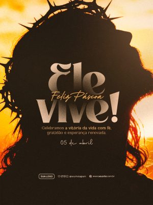 Feliz Páscoa Que a alegria da ressurreição PSD Editável