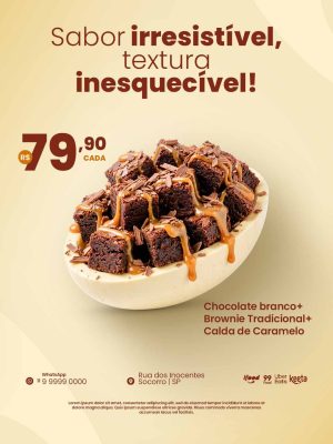 Páscoa Sabor Irresistível Ovo de Chocolate Branco com Brownie PSD Editável