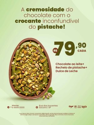 A cremosidade do chocolate com crocante de pistache Oferta PSD Editável