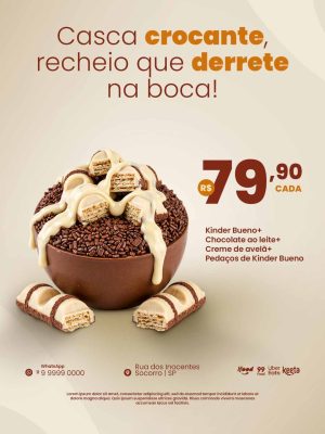 Ovo de Páscoa Kinder Bueno Casca Crocante, Recheio que Derrete PSD Editável