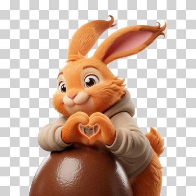 Mascote 3D Coelhinho Bonito Trazendo Amor e Chocolate PNG Transparente