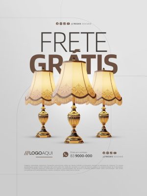 Loja de Abajur Frete Grátis Luminárias Clássicas PSD Editável