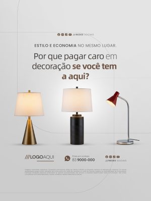 Loja de Abajur Decoração Estilo e Economia Você Tem a Aqui PSD Editável