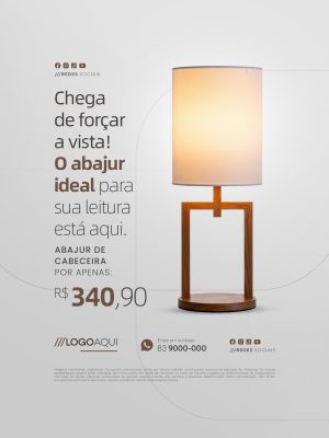 Loja de Abajur Chega de Forçar a Vista O Abajur Ideal Para Sua Leitura PSD Editável