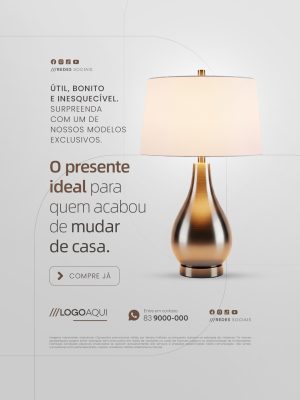 Loja de Abajur Presente Ideal Para Quem Mudou de Casa PSD Editável