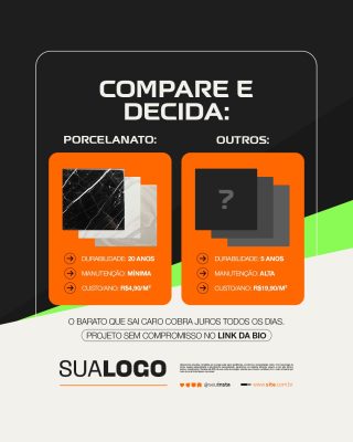 Loja de Materiais de Construção Porcelanato x Outros Compare e Decida PSD Editável