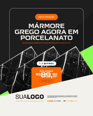 Loja de Materiais de Construção Mármore Grego Agora Em Porcelanato PSD Editável