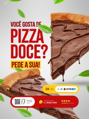 Pizzaria Você Gosta de Pizza Doce PSD Editável