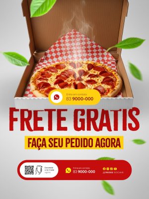 Pizzaria Pizza Frete Grátis Faça Seu Pedido Agora PSD Editável