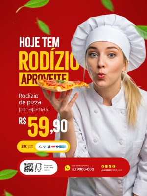 Pizzaria Rodízio de Pizza Hoje Tem Rodízio R$ 59,90 PSD Editável