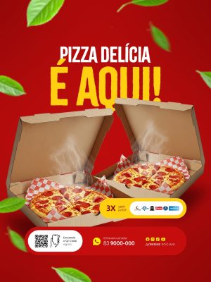 Pizzaria Pizza Delícia É Aqui Promoção PSD Editável