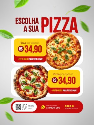 Pizzaria Pizza Escolha a Sua Por Apenas R$ 34,90 Frete Grátis PSD Editável