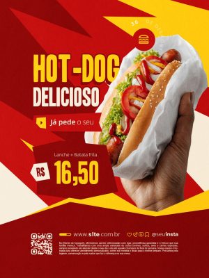 Lanchonete Hot-Dog Delicioso Lanche Batata Frita R$16,50 PSD Editável
