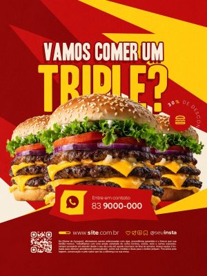 lanchonete Oferta Vamos Comer Um Triplo PSD Editável