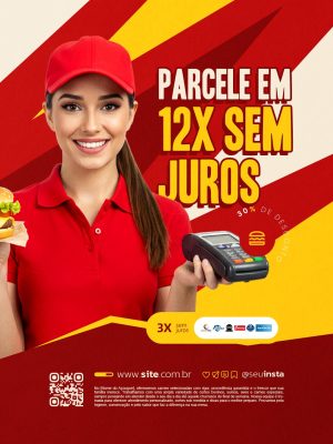 Lanchonete Delivery Parcele em 12x Sem Juros e 30% de Desconto PSD Editável