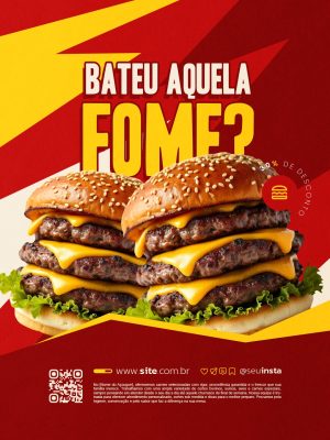 Lanchonete Hambúrguer Bateu Aquela Fome 30% Desconto PSD Editável