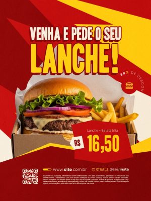 Lanchonete Venha e Pede o Seu Lanche Oferta 16,50 PSD Editável