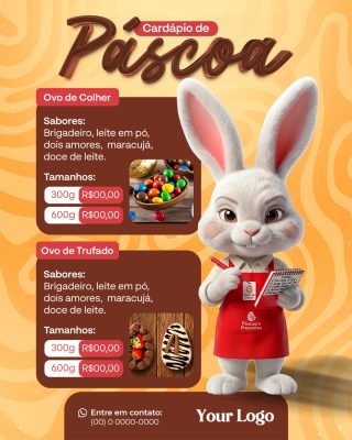 Páscoa Cardápio de Ovos de Colher Trufado PSD Editável