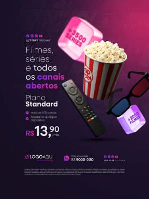 IPTV Filmes Séries Canais Abertos Plano Standard PSD Editável