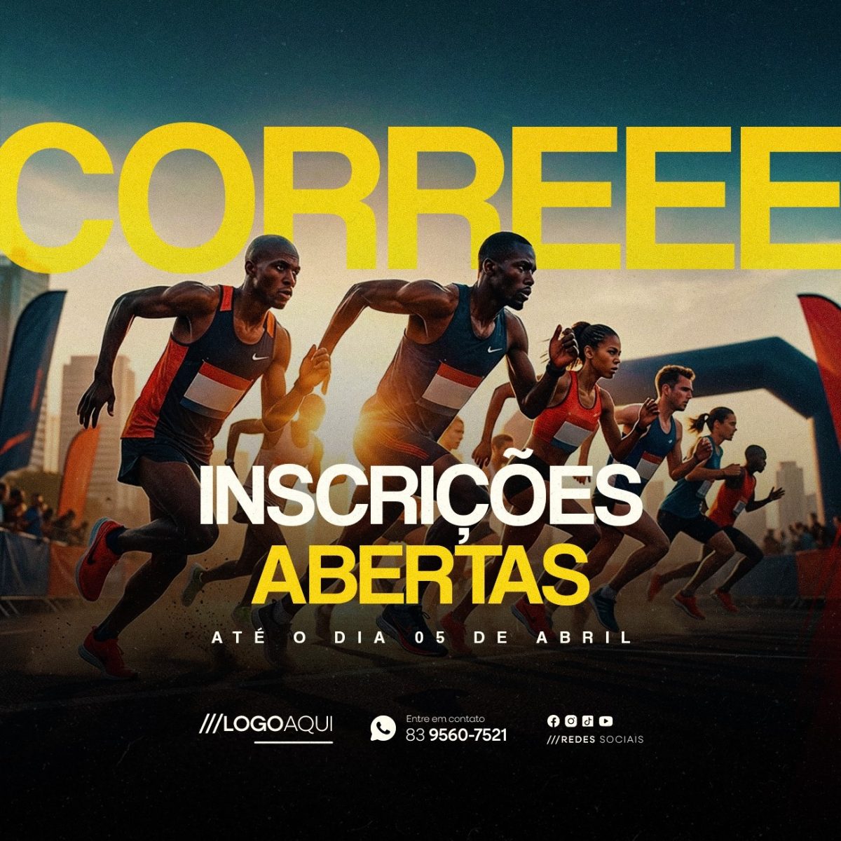 Inscrições Abertas Corrida  Até 05 de Abril Social Media PSD Editável