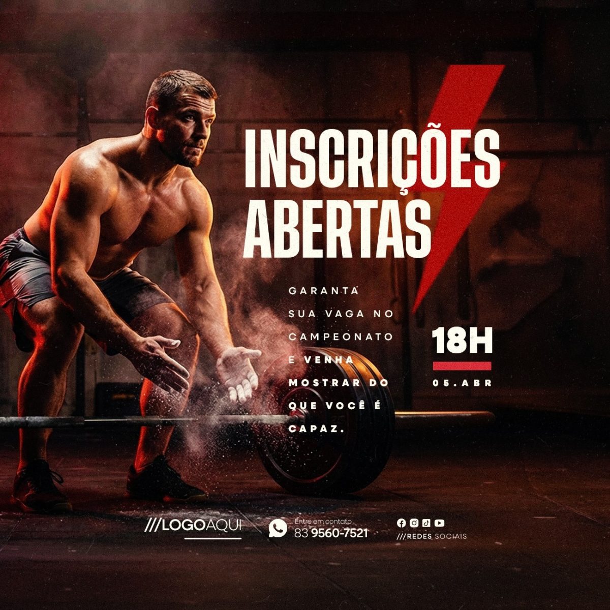Inscrições Abertas Campeonato Fitness Masculino PSD Editável