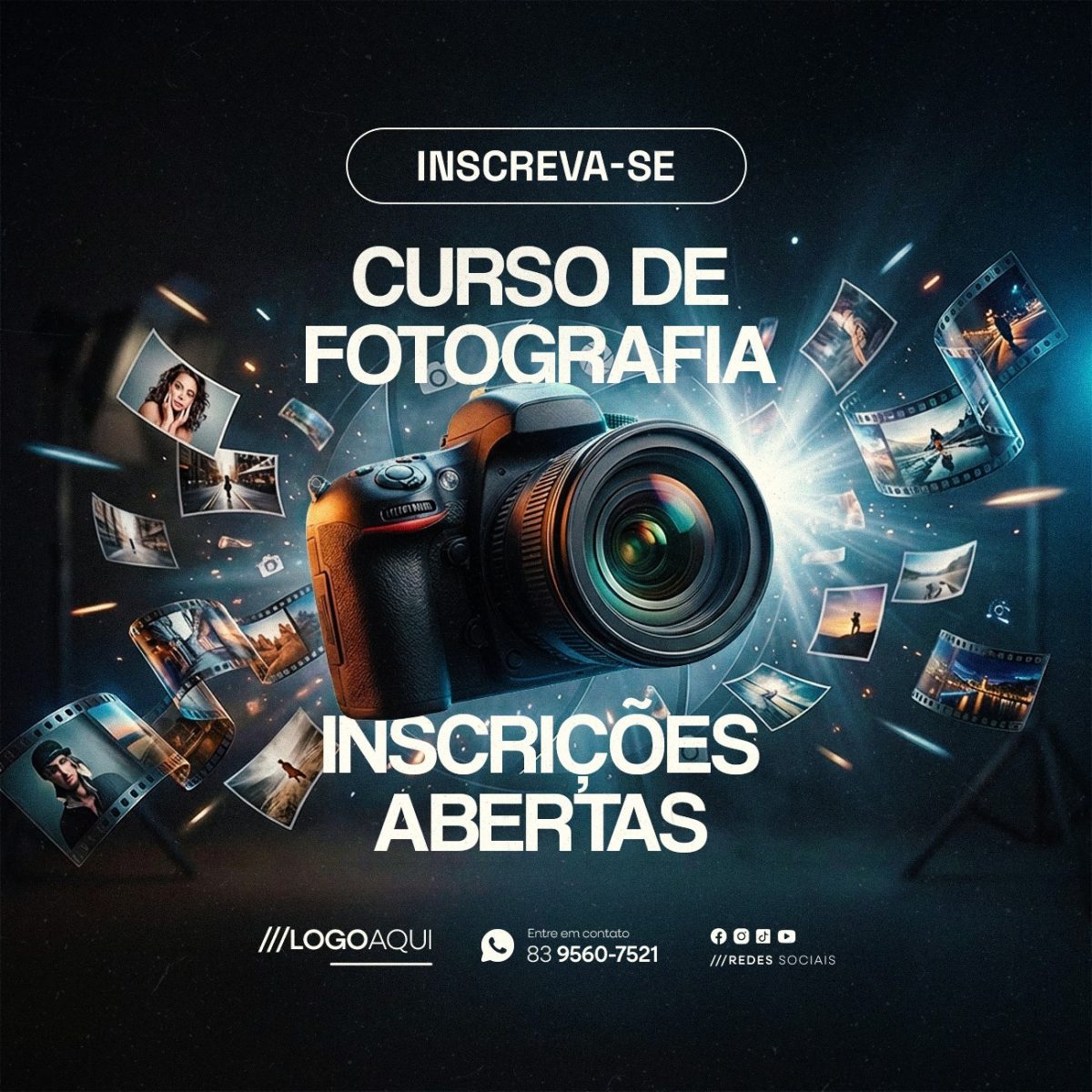 Curso de Fotografia Inscrições Abertas PSD Editável