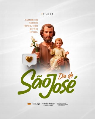 Dia de São José 19 de Março Guardião da Sagrada Família PSD Editável