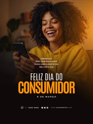 Feliz Dia do Consumidor 15 de Março Arte Digital Festiva PSD Editável