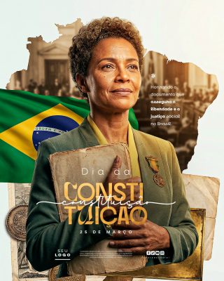 Dia da Constituição 25 de Março Honrando a Liberdade e Justiça Social PSD Editável