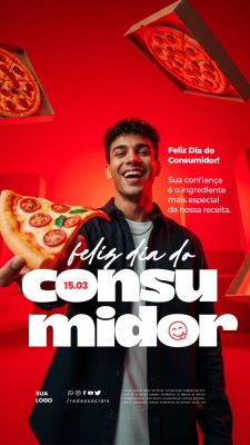 Story Feliz Dia do Consumidor 15 de Março Pizzaria Social Media PSD Editável