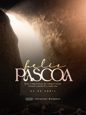 Feliz Páscoa Ele Vive Mensagem Cristã Esperança PSD Editável