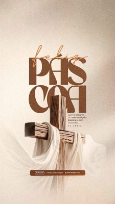 Feliz Páscoa Ele Vive Mensagem Cristã Esperança PSD Editável