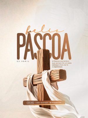 Feliz Páscoa Ele Vive Mensagem Cristã Esperança PSD Editável