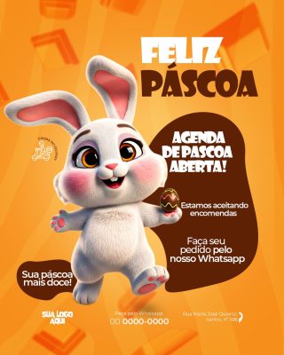 Páscoa Feliz Páscoa Agenda Aberta Coelhinho Fofinho PSD Editável