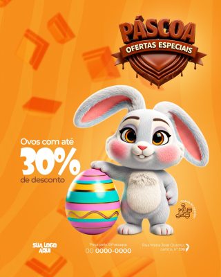 Páscoa Ofertas Especiais Ovos com até 30% de Desconto PSD Editável