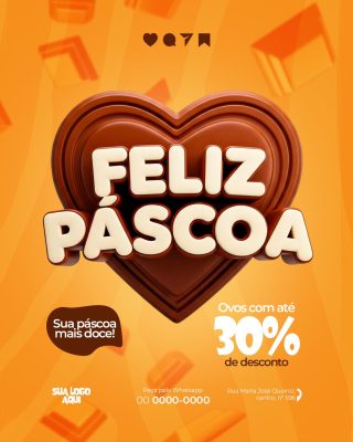 Páscoa Feliz Páscoa Sua Páscoa Mais Doce banner 30% desconto PSD Editável