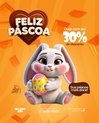 Páscoa Feliz Páscoa Coelho Ovos Desconto Banner Delivery PSD Editável