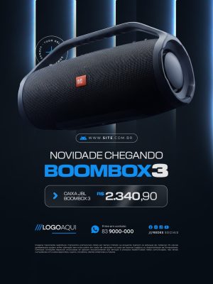 Loja de Celulares Novidade Chegando Boombox PSD Editável 