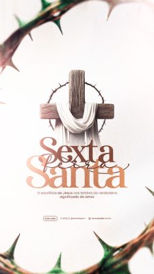 Sexta Feira Santa Sacrifício de Jesus Mensagem Religiosa PSD Editável